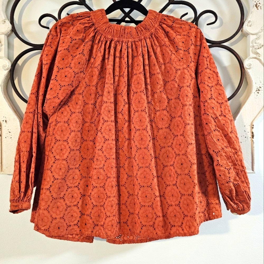 Roller Rabbit NWT Roller Rabbit Glyn Eyelet Gathered Burnt Orange Long S